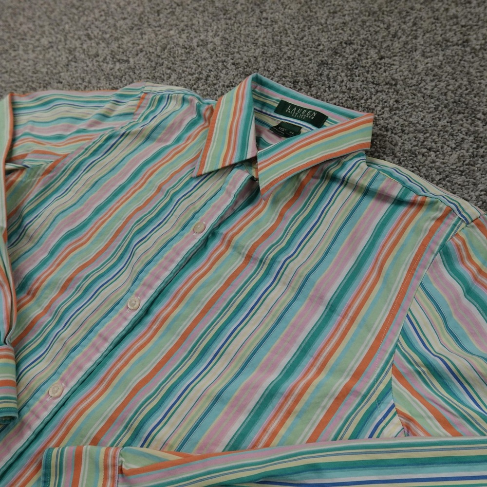 Ralph Lauren Shirt Womens PL Striped Button Up Long Sleeve Preppy Fun Party